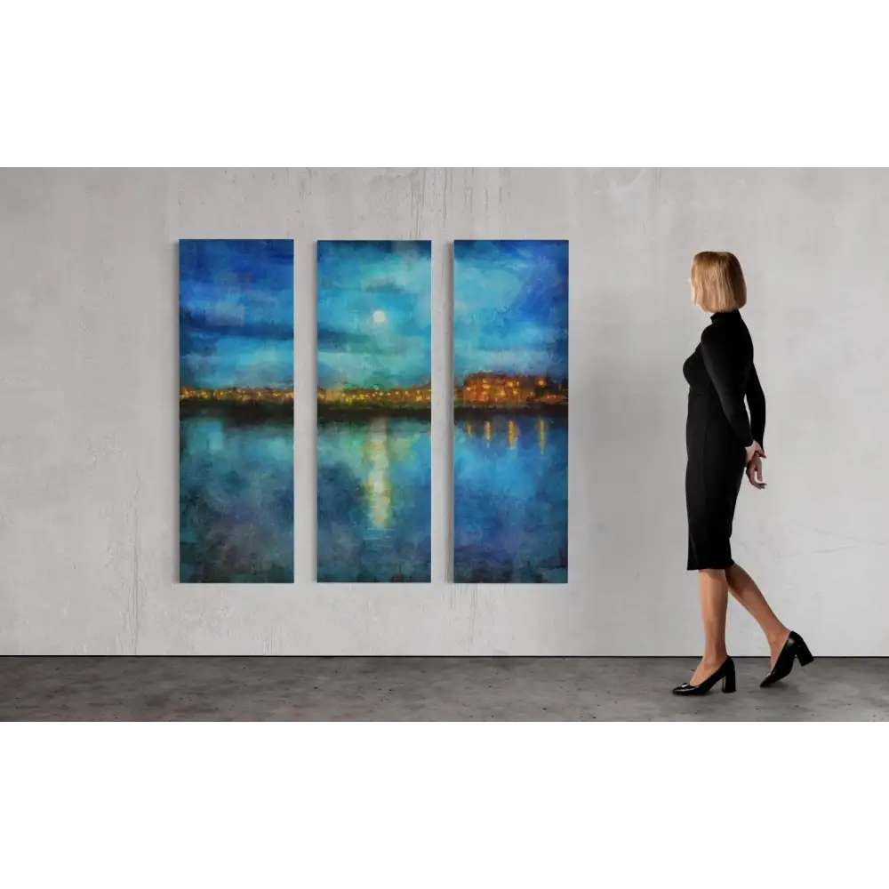 Portobello Moonlight Triptych Canvas Print