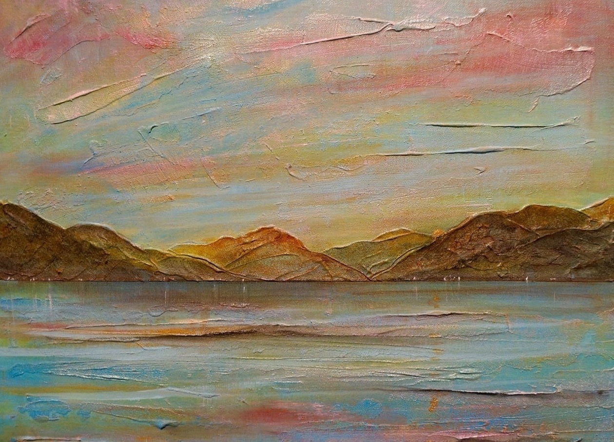 Textured landscape painting of River Clyde Autumn, part of Clyde Autumn Art Prints from Scotland