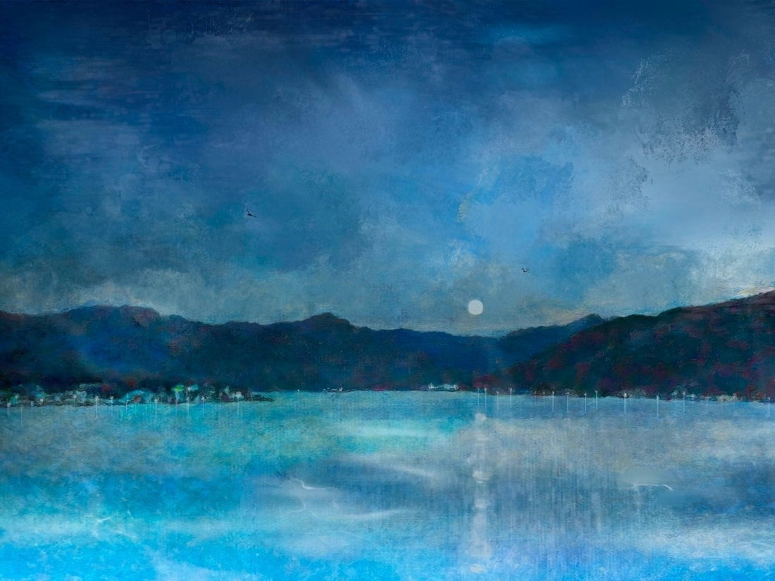 River Clyde Moonlight Painting Fine Art Prints | An Artwork from Scotland by Scottish Artist Hunter