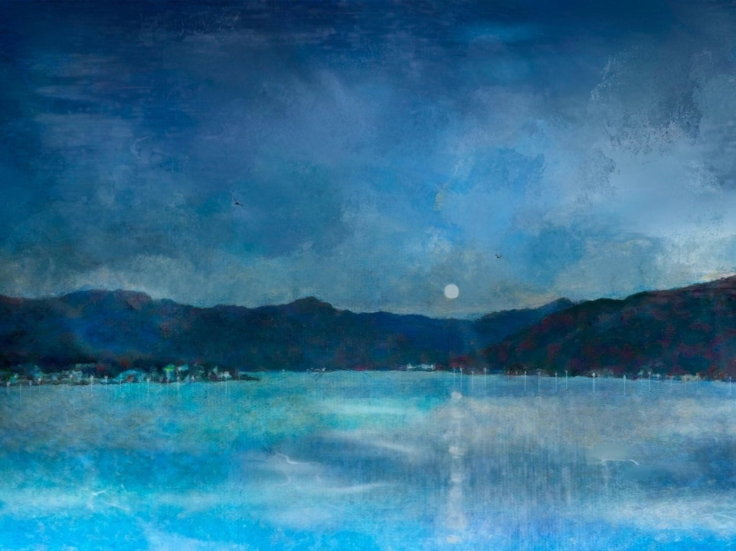 River Clyde Moonlight Painting Fine Art Prints