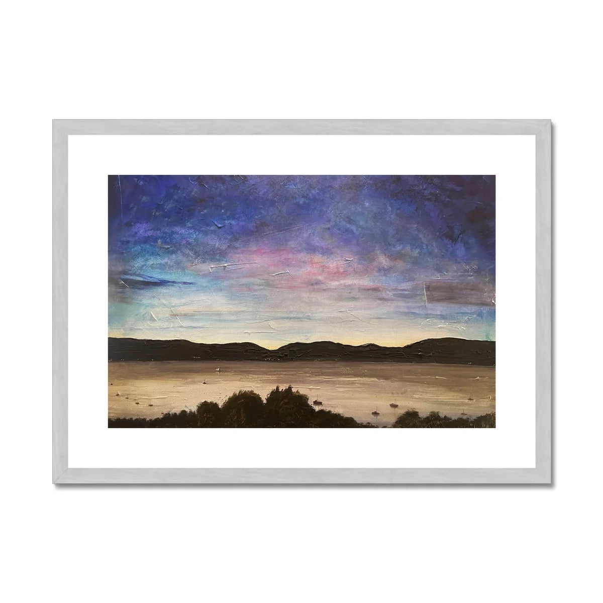 River Clyde Twilight Antique Framed & Mounted Print - Art Gallery Scotland Worldwide Shipping Scottish Artist Fine Prints and Paintings