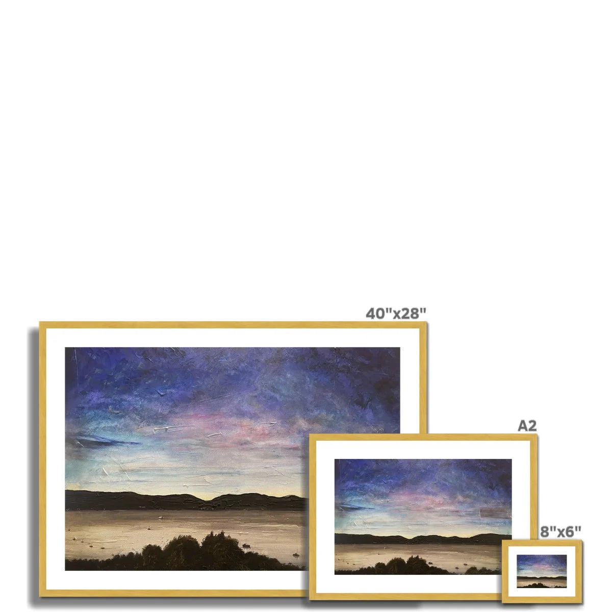 River Clyde Twilight Antique Framed & Mounted Print - Art Gallery Scotland Worldwide Shipping Scottish Artist Fine Prints and Paintings