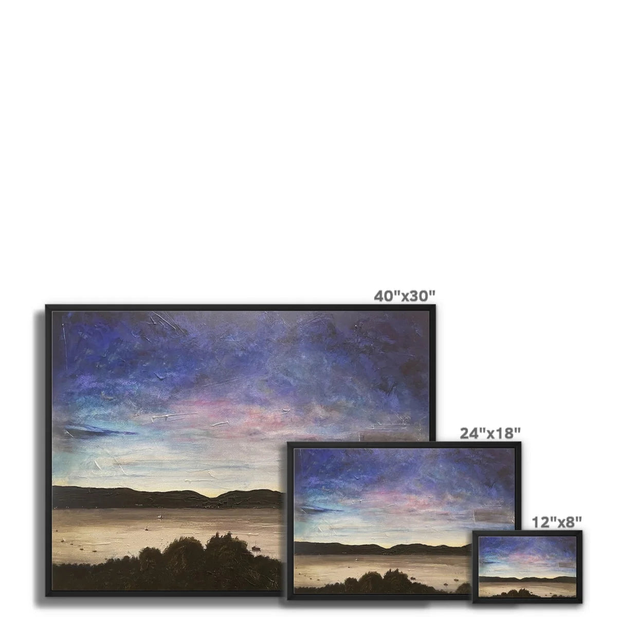 River Clyde Twilight Framed Canvas - Art Gallery Scotland Worldwide Shipping Scottish Artist Fine Prints and Paintings Collection by Hunter