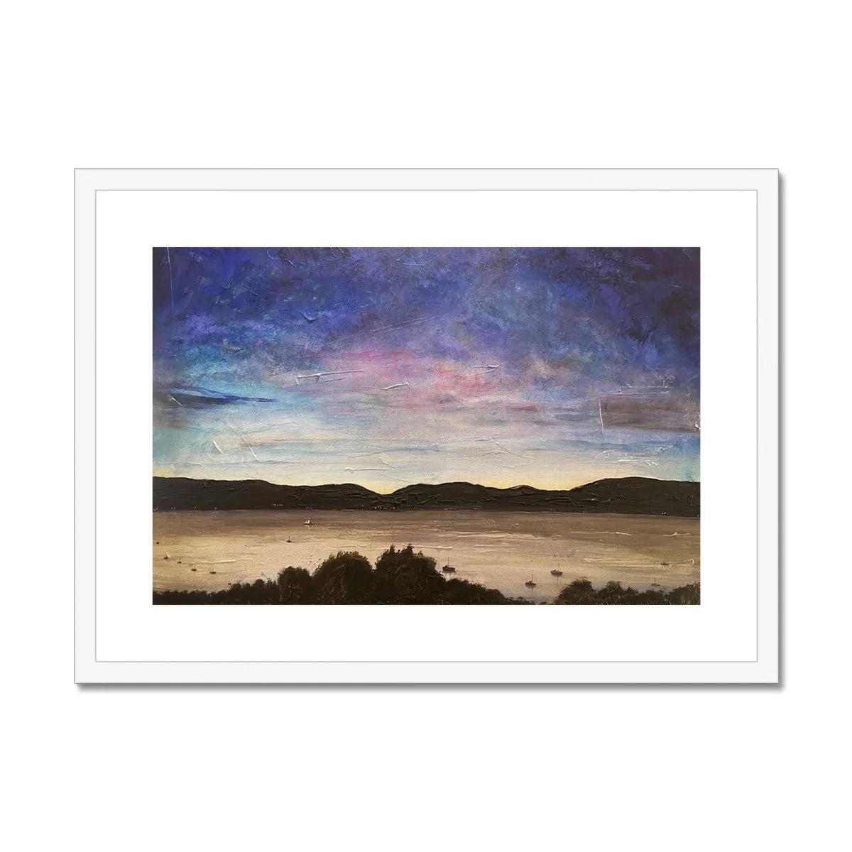 River Clyde Twilight Framed & Mounted Print - Art Gallery Scotland Worldwide Shipping Scottish Artist Fine Prints and Paintings Collection