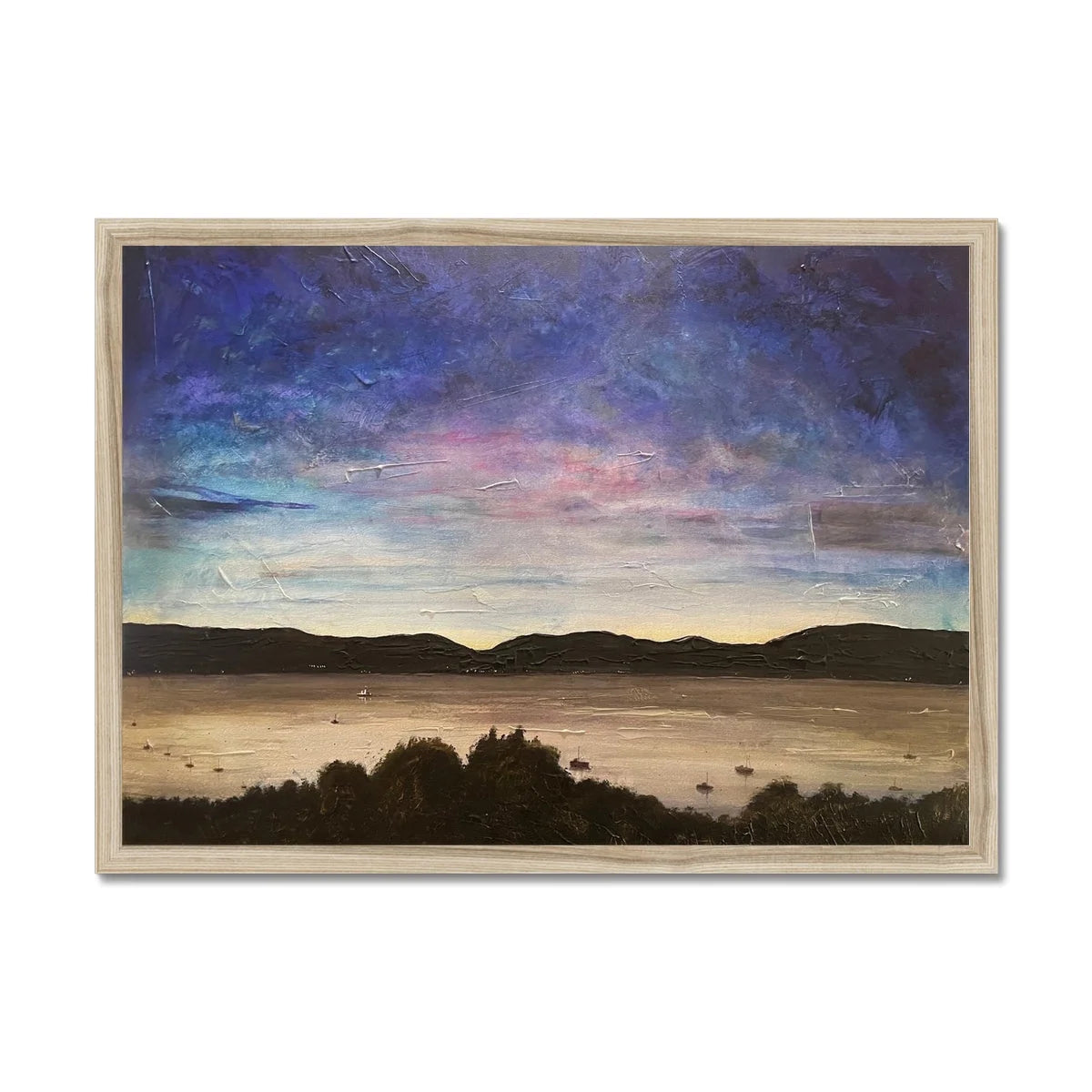 River Clyde Twilight Framed Print - Art Gallery Scotland Worldwide Shipping Scottish Artist Fine Prints and Paintings Collection by Hunter
