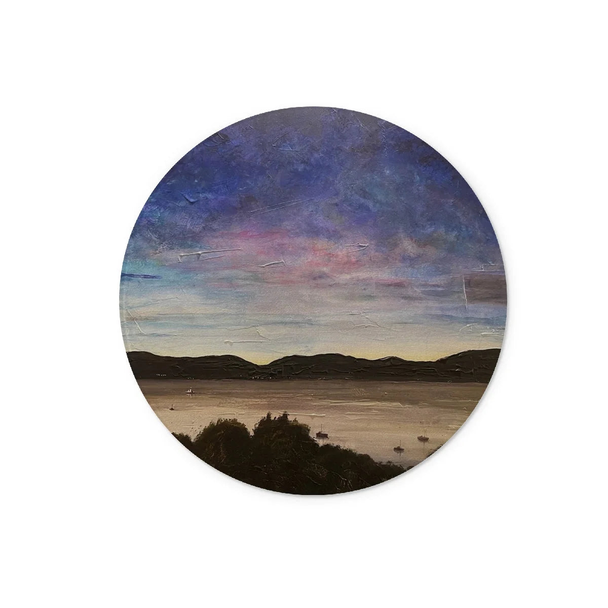 River Clyde Twilight Glass Chopping Board - Art Gallery Scotland Worldwide Shipping Scottish Prints