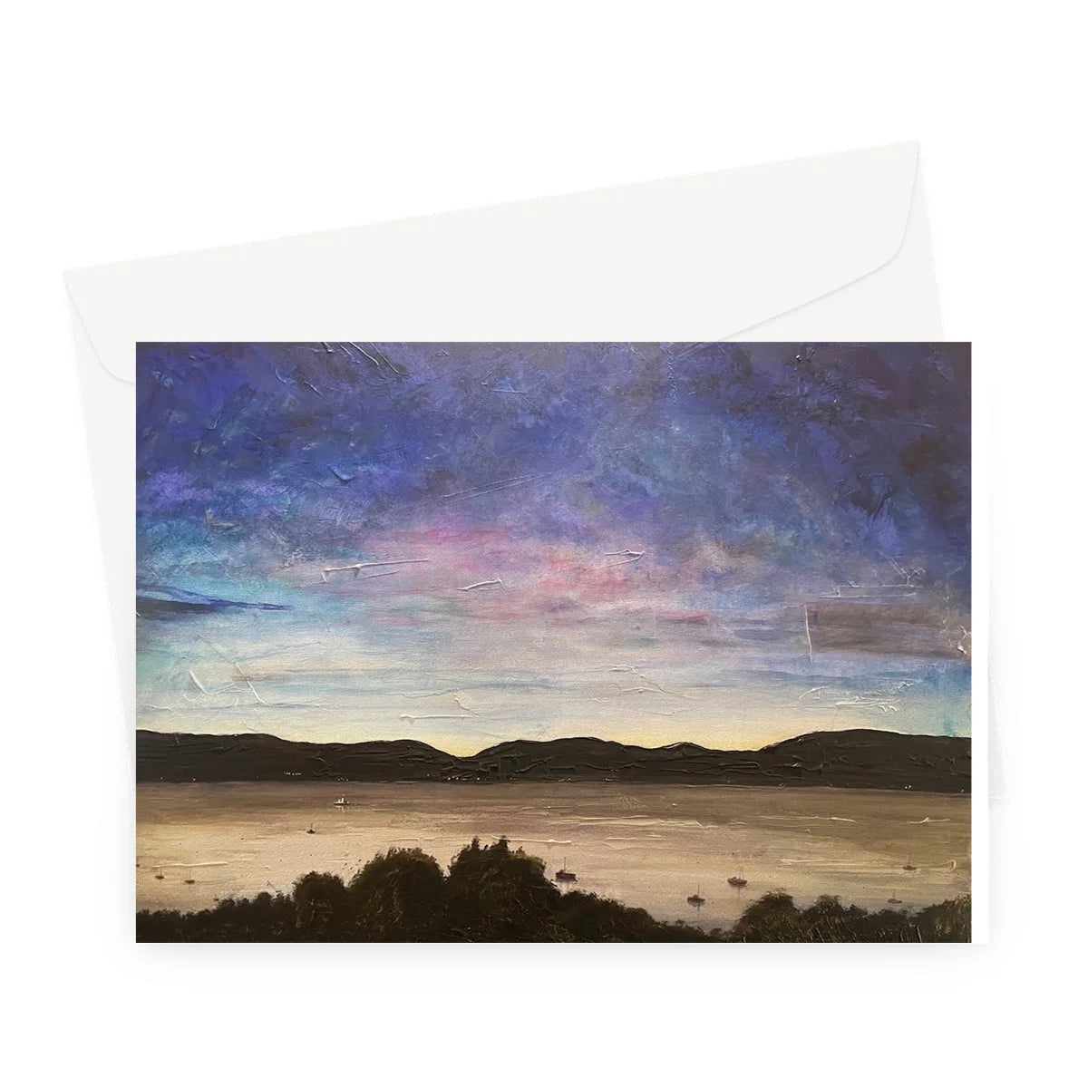 River Clyde Twilight Greeting Card - Art Gallery Scotland Worldwide Shipping Scottish Prints