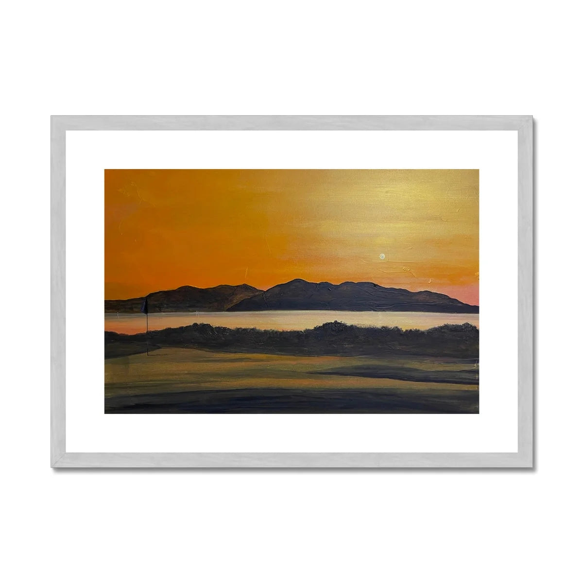 Royal Troon Golf Course 5th Green Antique Framed & Mounted Print - Arran Art Gallery Scotland Worldwide Shipping Scottish Landscape