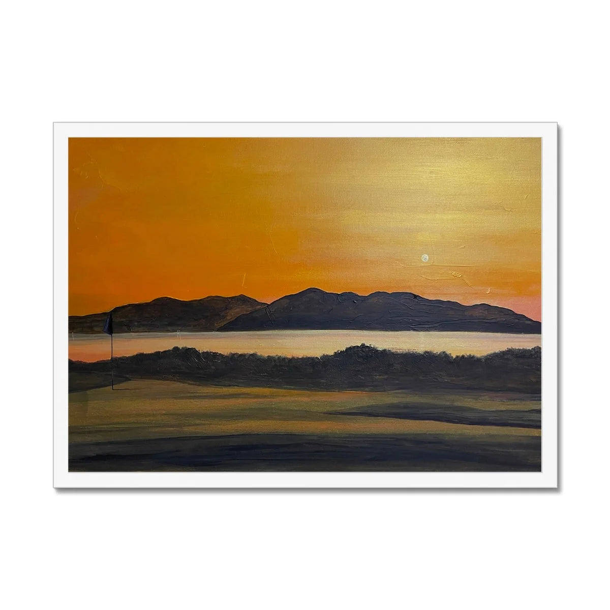 Royal Troon Golf Course 5th Green Framed Print - Arran Art Gallery Scotland Worldwide Shipping Scottish Landscape by Artist Hunter