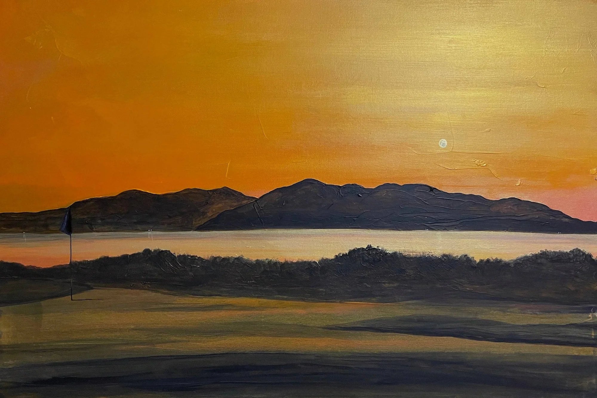 Royal Troon Golf Course | Statement Interior Wall Art from Scotland - Arran Gallery Worldwide Shipping Painting Sunset Mountains Scottish