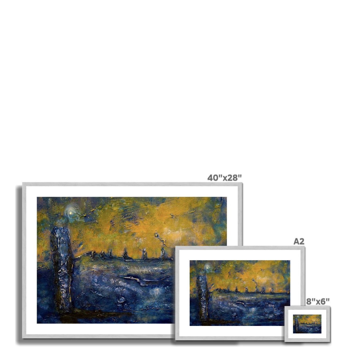 Scottish Paintings - ' Brodgar Moonlight Orkney ' Antique Framed & Mounted Print