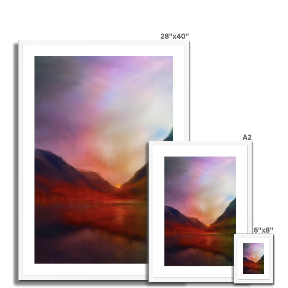 Scottish Paintings - ' Glencoe Sunset ' Antique Framed & Mounted Print