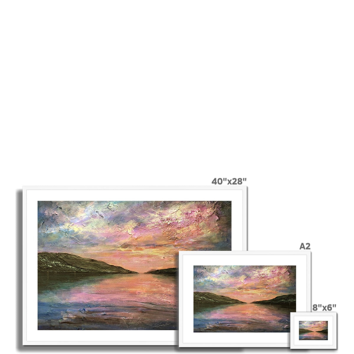 Scottish Paintings - ' Loch Ness Dawn ' Framed & Mounted Print