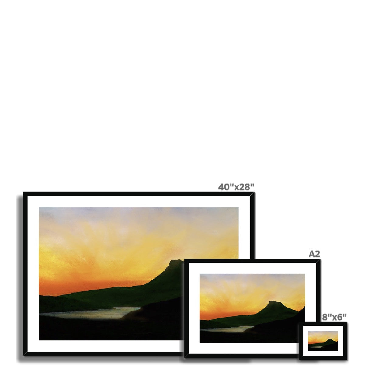 Scottish Paintings - ' Stac Pollaidh Dusk ' Framed & Mounted Print