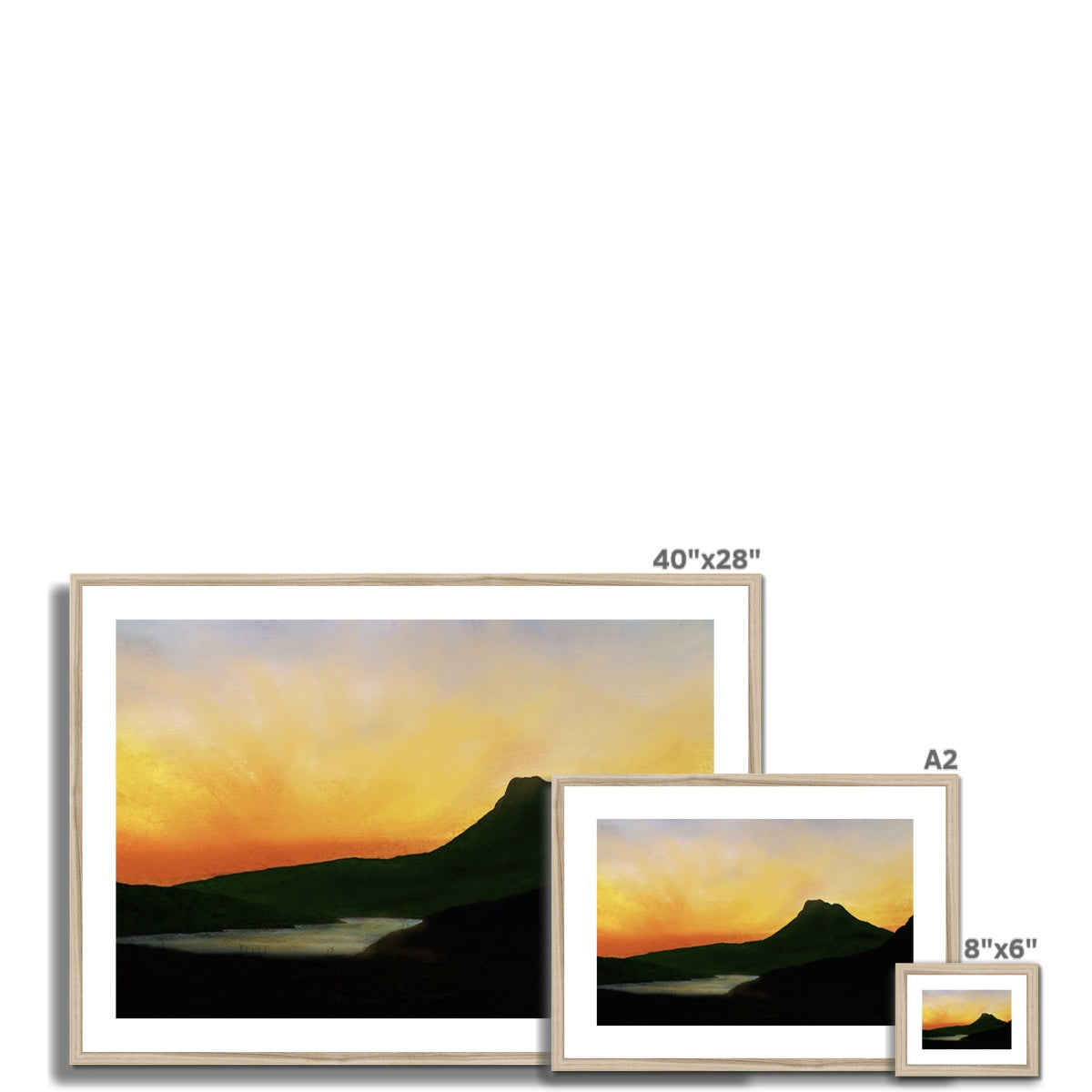 Scottish Paintings - ' Stac Pollaidh Dusk ' Framed & Mounted Print