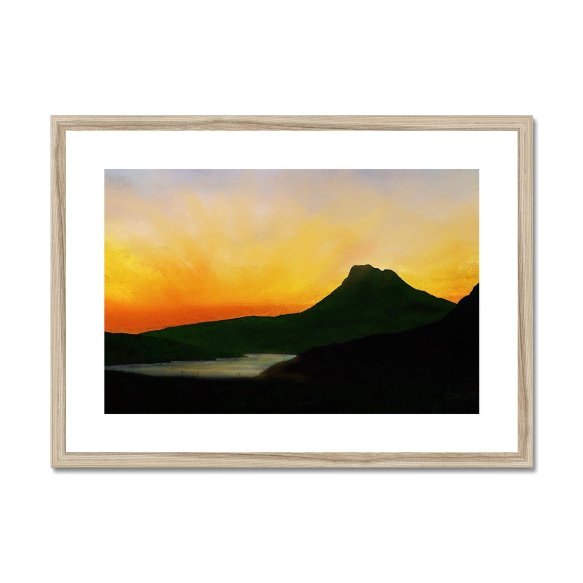 Scottish Paintings - ' Stac Pollaidh Dusk ' Framed & Mounted Print