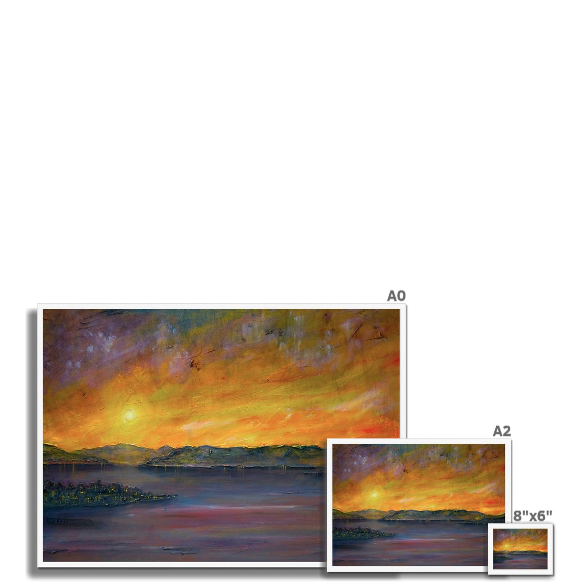 Scottish Paintings - ' Sunset Over Gourock ' Framed Print