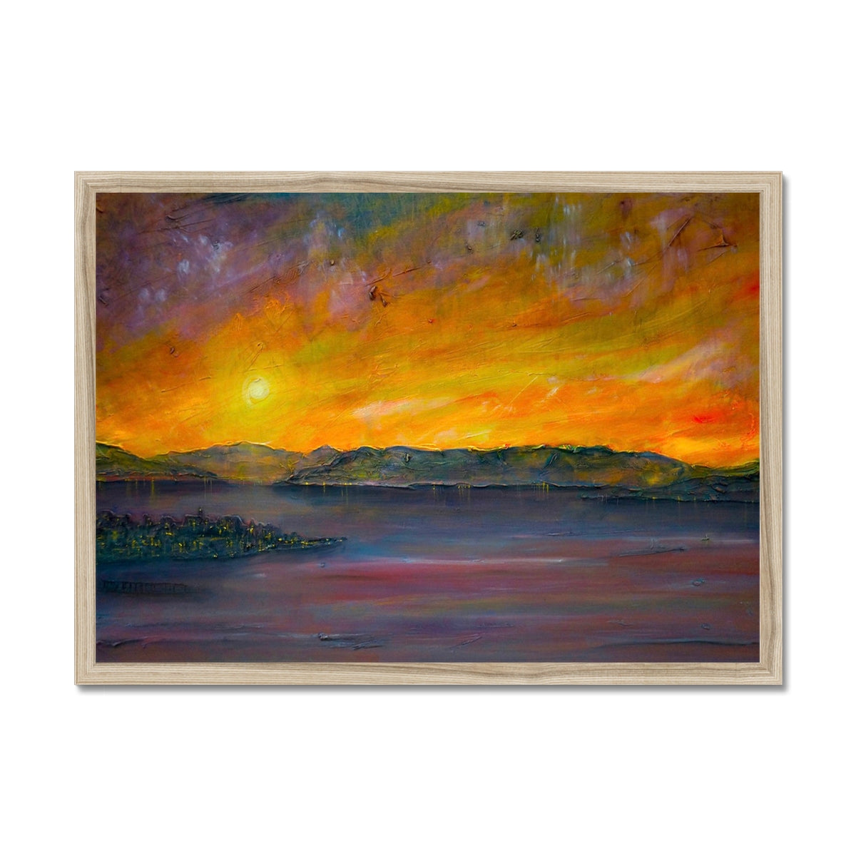 Scottish Paintings - ' Sunset Over Gourock ' Framed Print