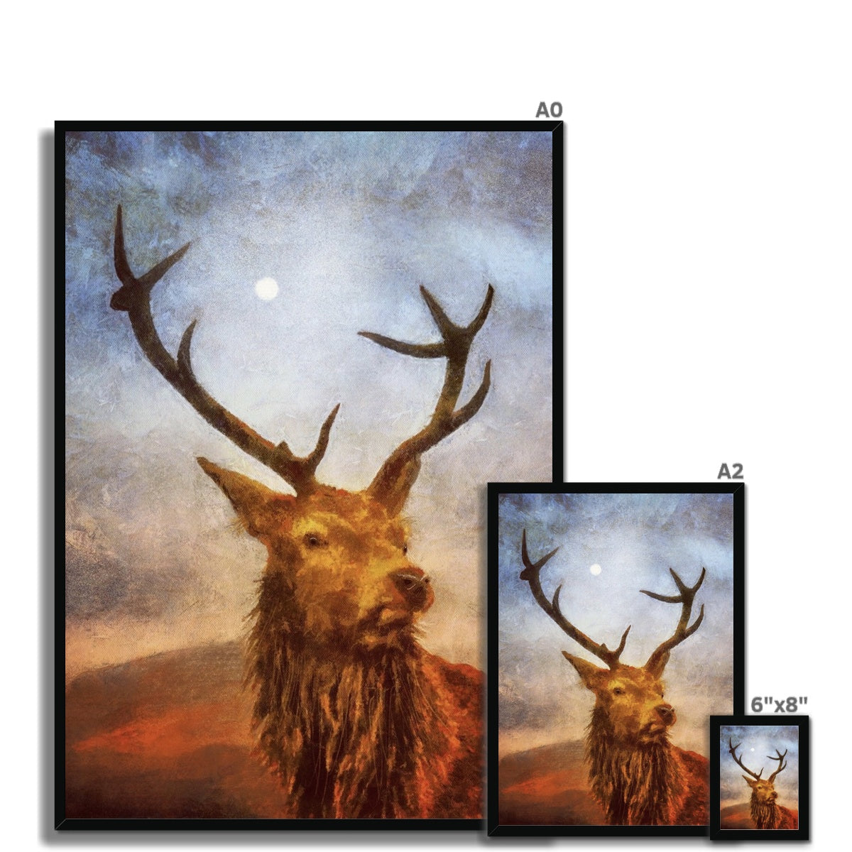 Scottish Paintings - ' The Moonlit Stag ' Framed Print