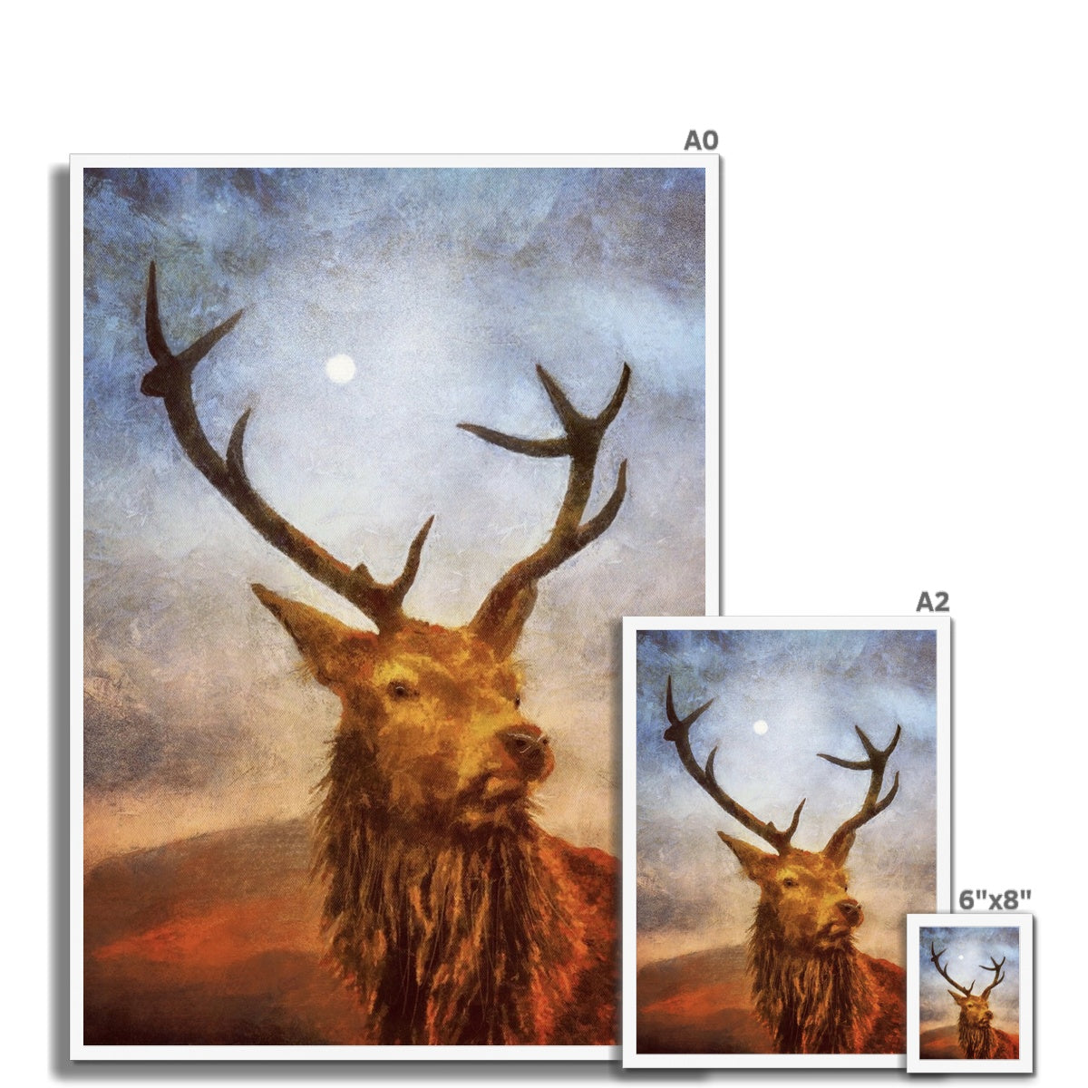 Scottish Paintings - ' The Moonlit Stag ' Framed Print