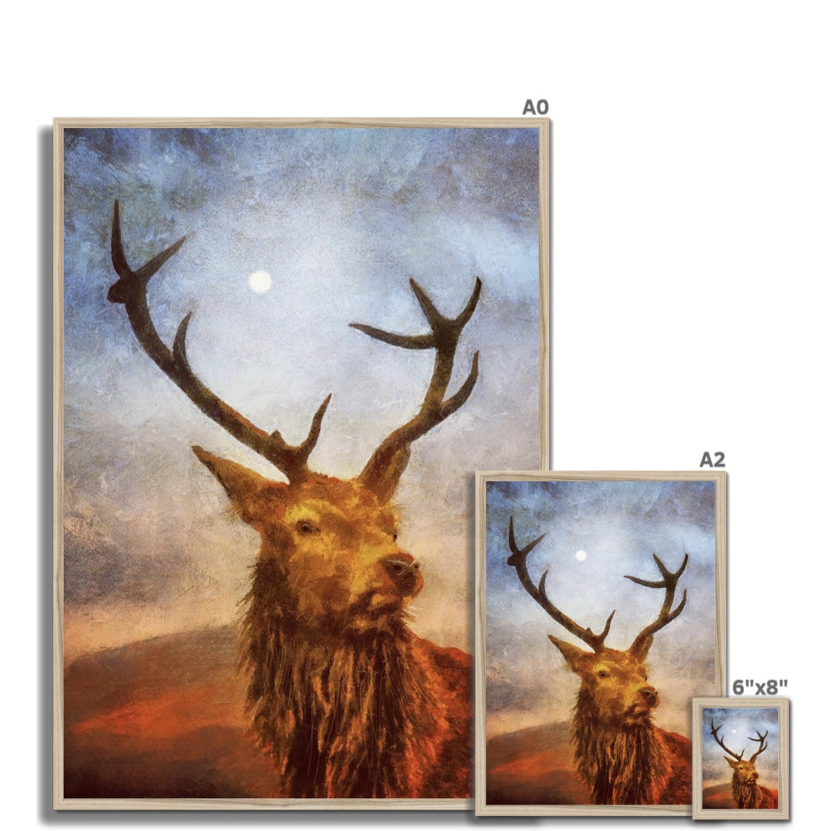 Scottish Paintings - ' The Moonlit Stag ' Framed Print