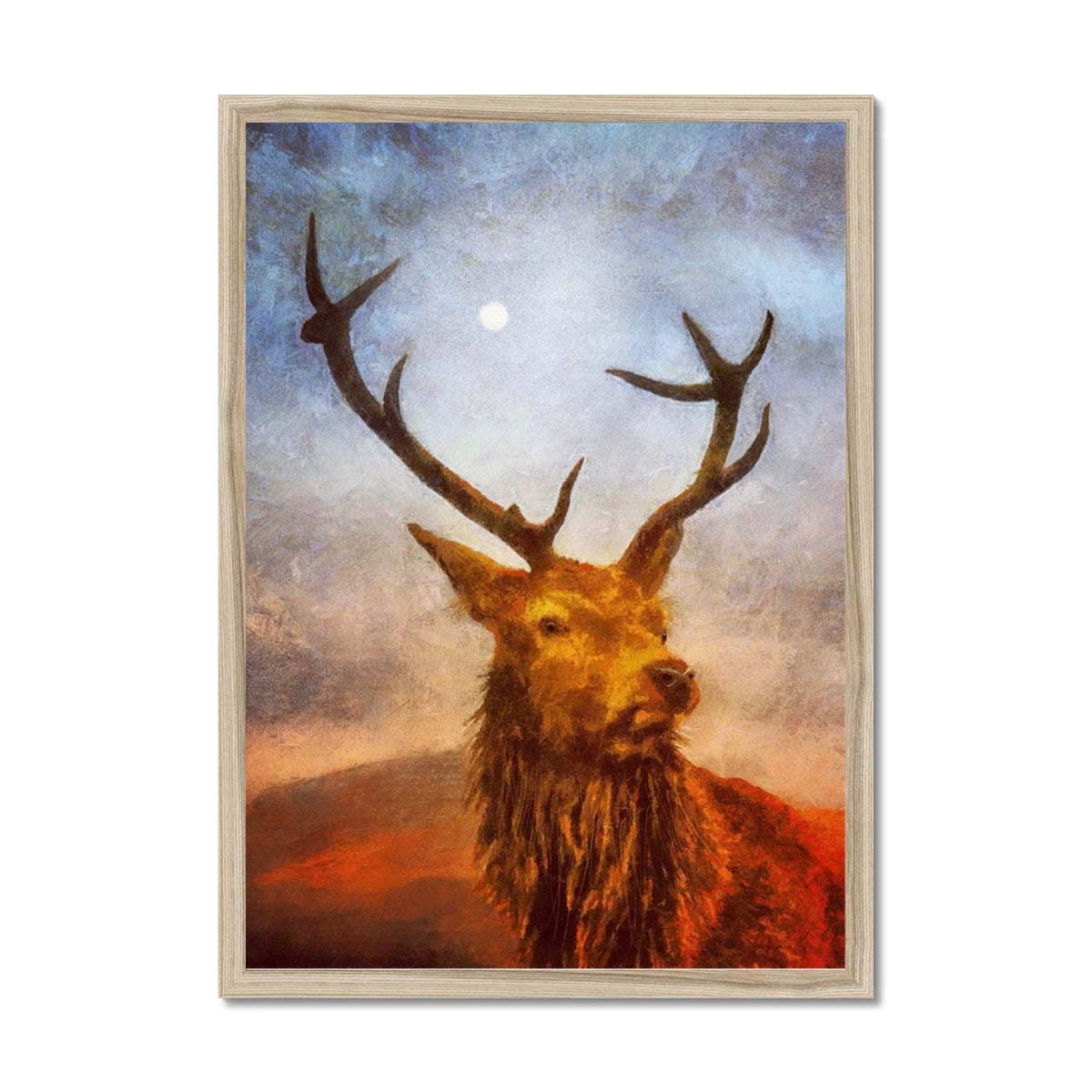 Scottish Paintings - ' The Moonlit Stag ' Framed Print