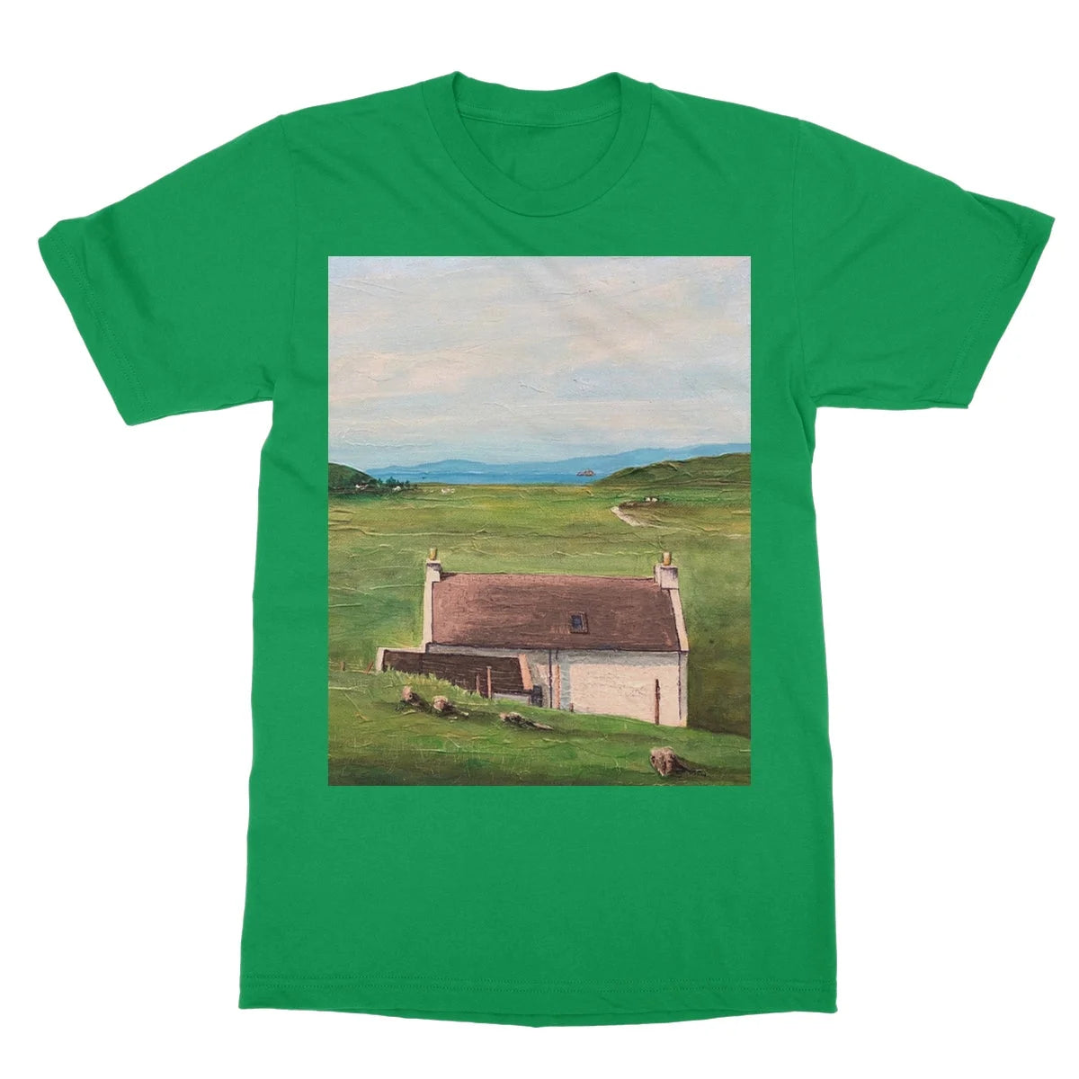 A Skye Cottage Softstyle T-shirt - Art Gallery Scotland Worldwide Shipping Scottish Landscape Paintings and Prints
