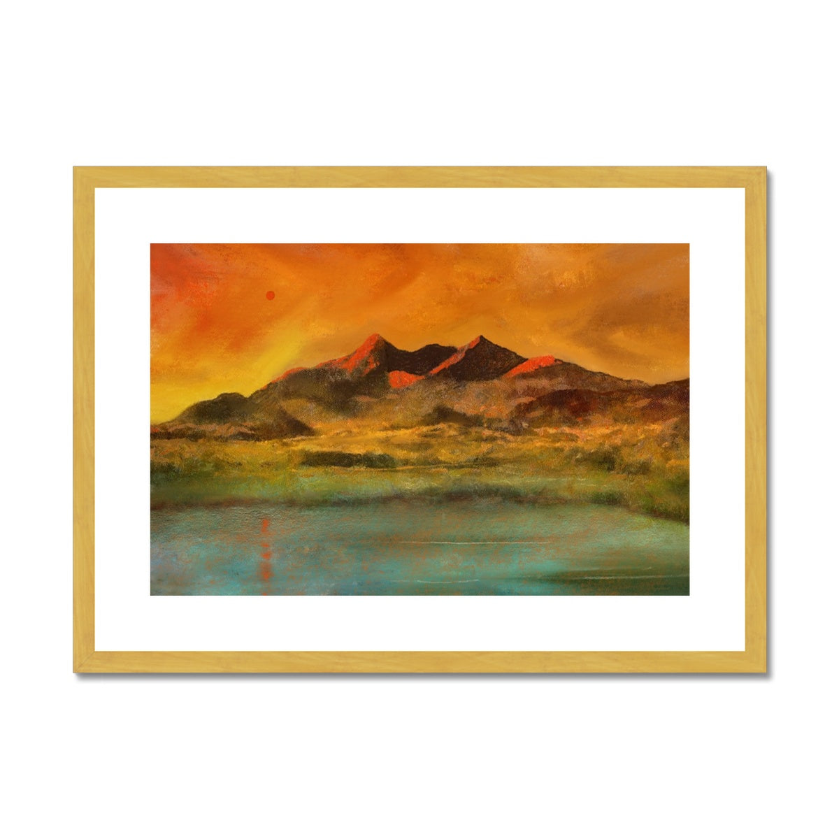 Skye Red Moon Cuillin Painting | Antique Framed & Mounted Prints From Scotland