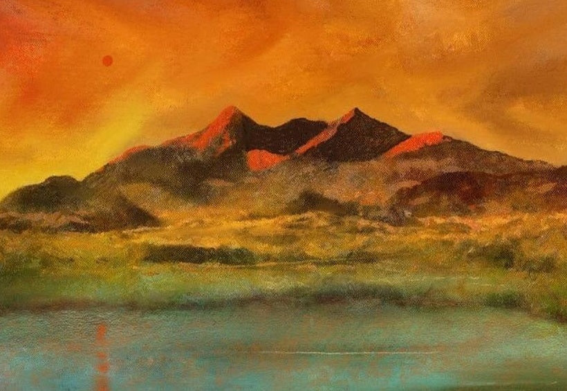 Skye Red Moon Cuillin Scottish Landscape Painting