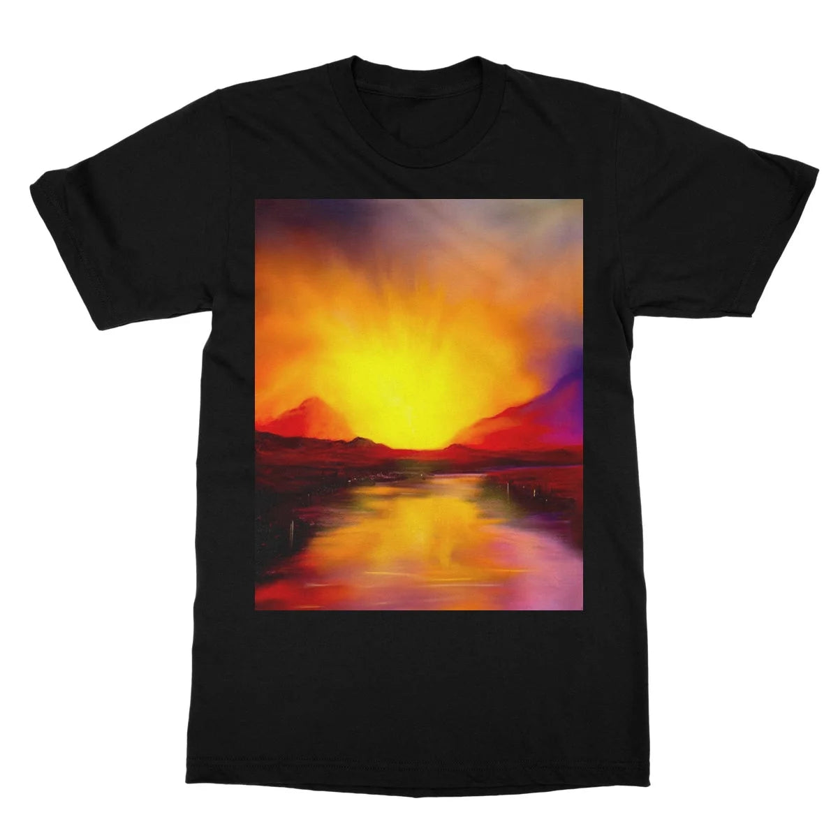 Skye Sunset Softstyle T-shirt - Art Gallery Scotland Worldwide Shipping Scottish Landscape Paintings and Prints