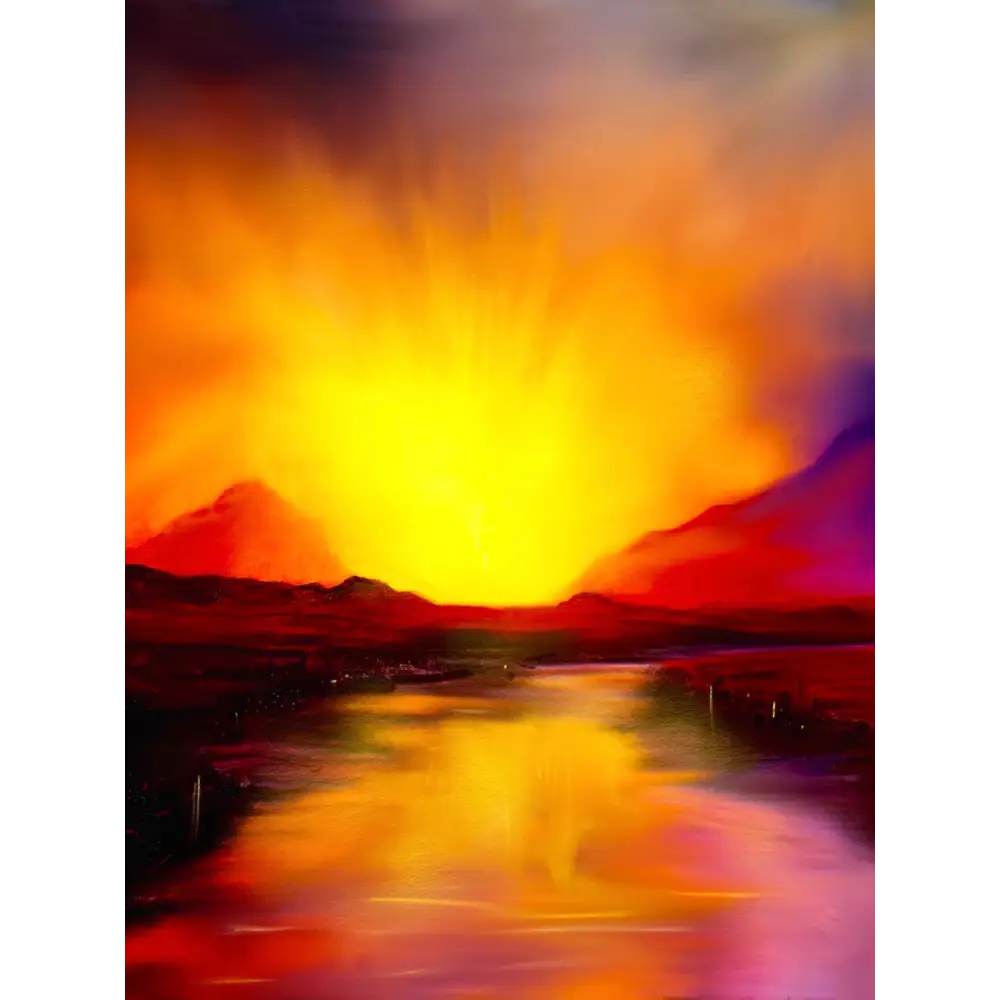 Skye Sunset Wooden Art Block - Scottish - Gallery Scotland