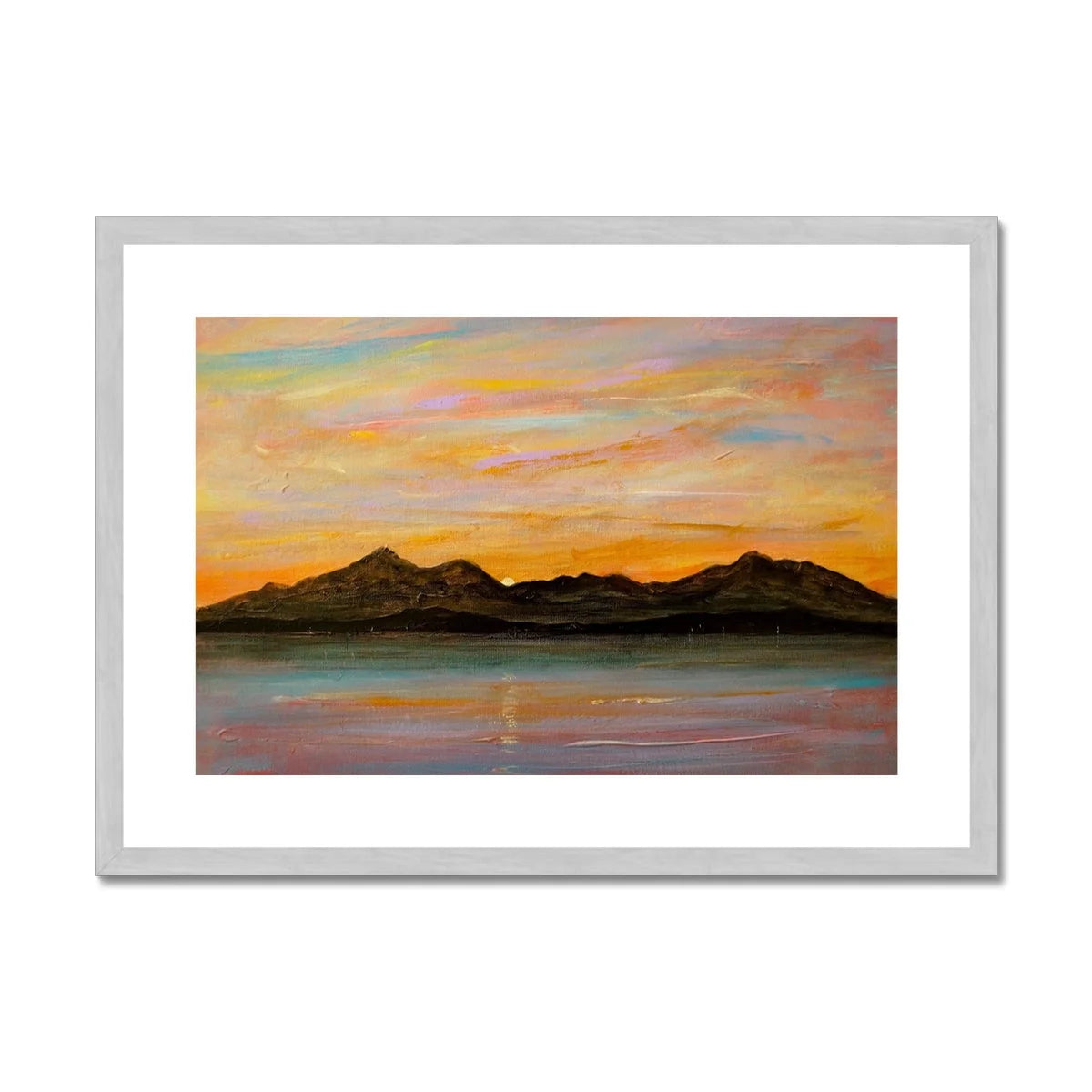 The Sleeping Warrior Arran Antique Framed & Mounted Print - Art Gallery Scotland Worldwide Shipping Scottish Landscape by Artist Hunter
