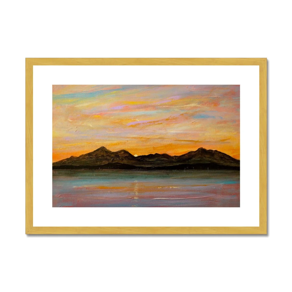The Sleeping Warrior Arran Antique Framed & Mounted Print - Art Gallery Scotland Worldwide Shipping Scottish Landscape by Artist Hunter