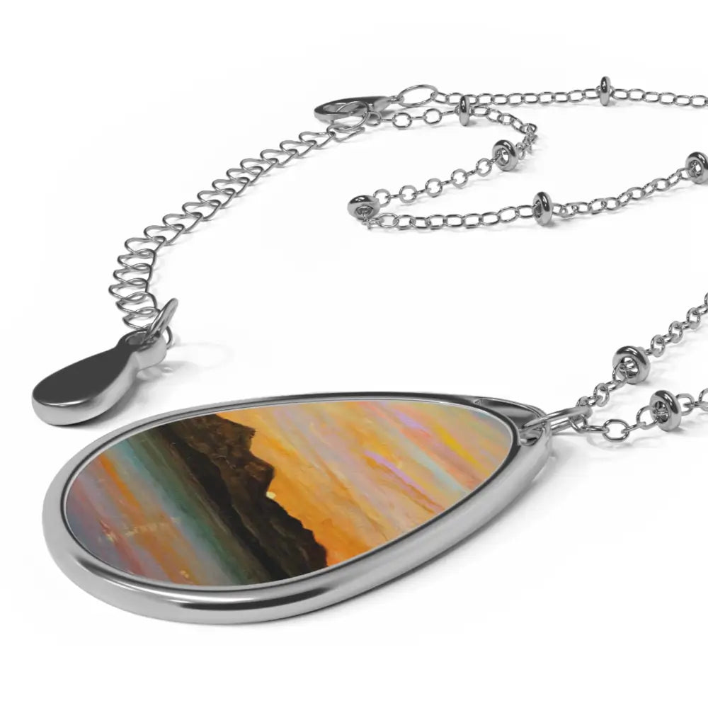 Arran Art Ellipse Pendant Necklace Sleeping Warrior