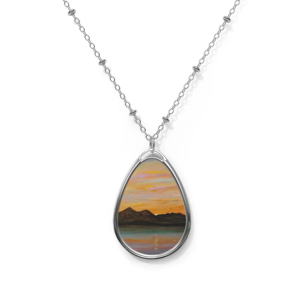Arran Art Ellipse Pendant Necklace Sleeping Warrior