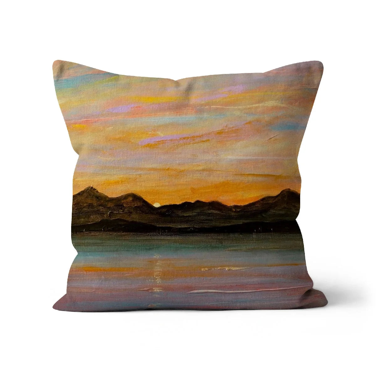 The Sleeping Warrior Arran Cushion - Art Gallery Scotland Worldwide Shipping Scottish Landscape by Artist Hunter Featuring Paintings
