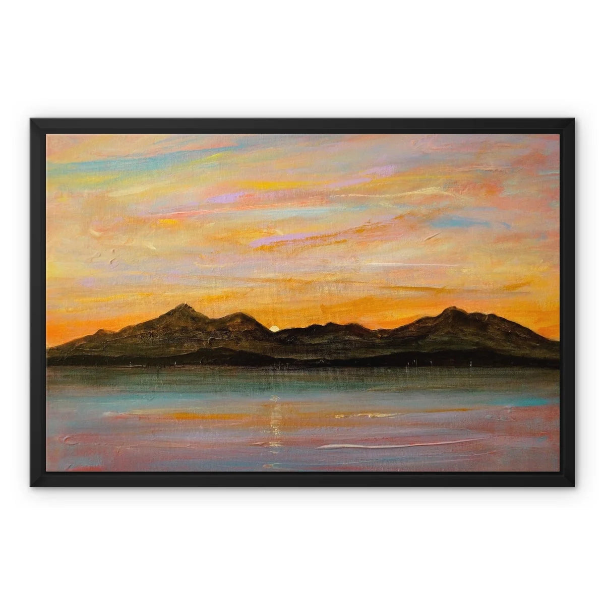 The Sleeping Warrior Arran Framed Canvas - Art Gallery Scotland Worldwide Shipping Scottish Landscape by Artist Hunter Featuring Paintings