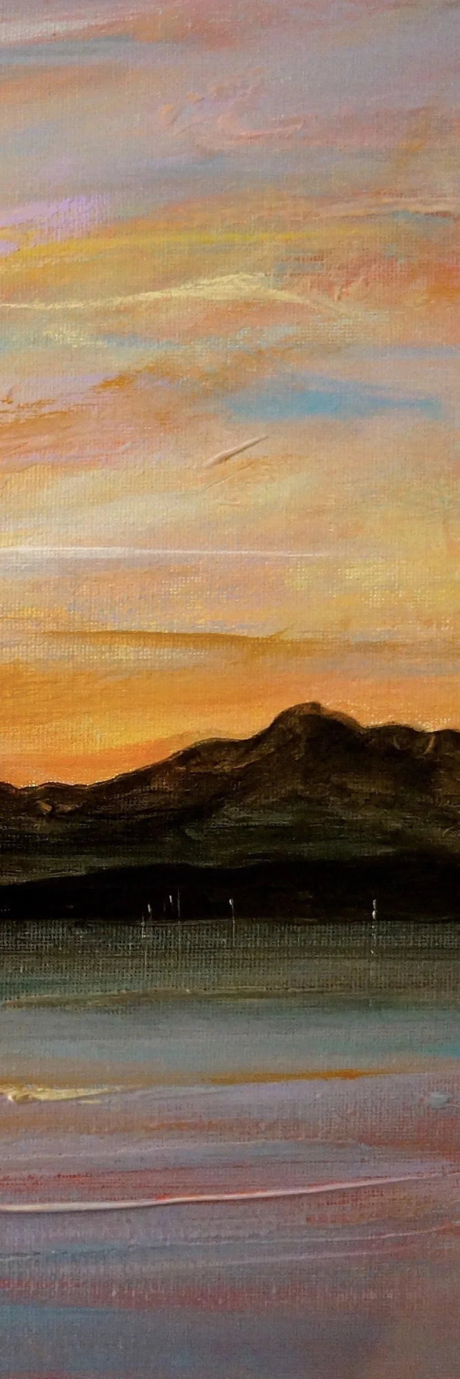 Sleeping Warrior Arran Triptych | Statement Interior Wall Art from Scotland - Gallery Worldwide Shipping Abstract Painting Sunset Paintings