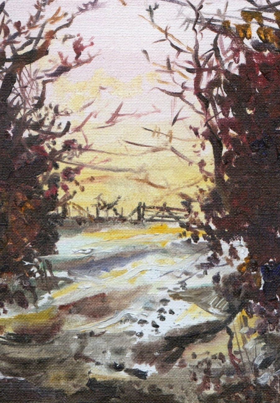 Snow Above Lunderston Scottish Landscape Painting