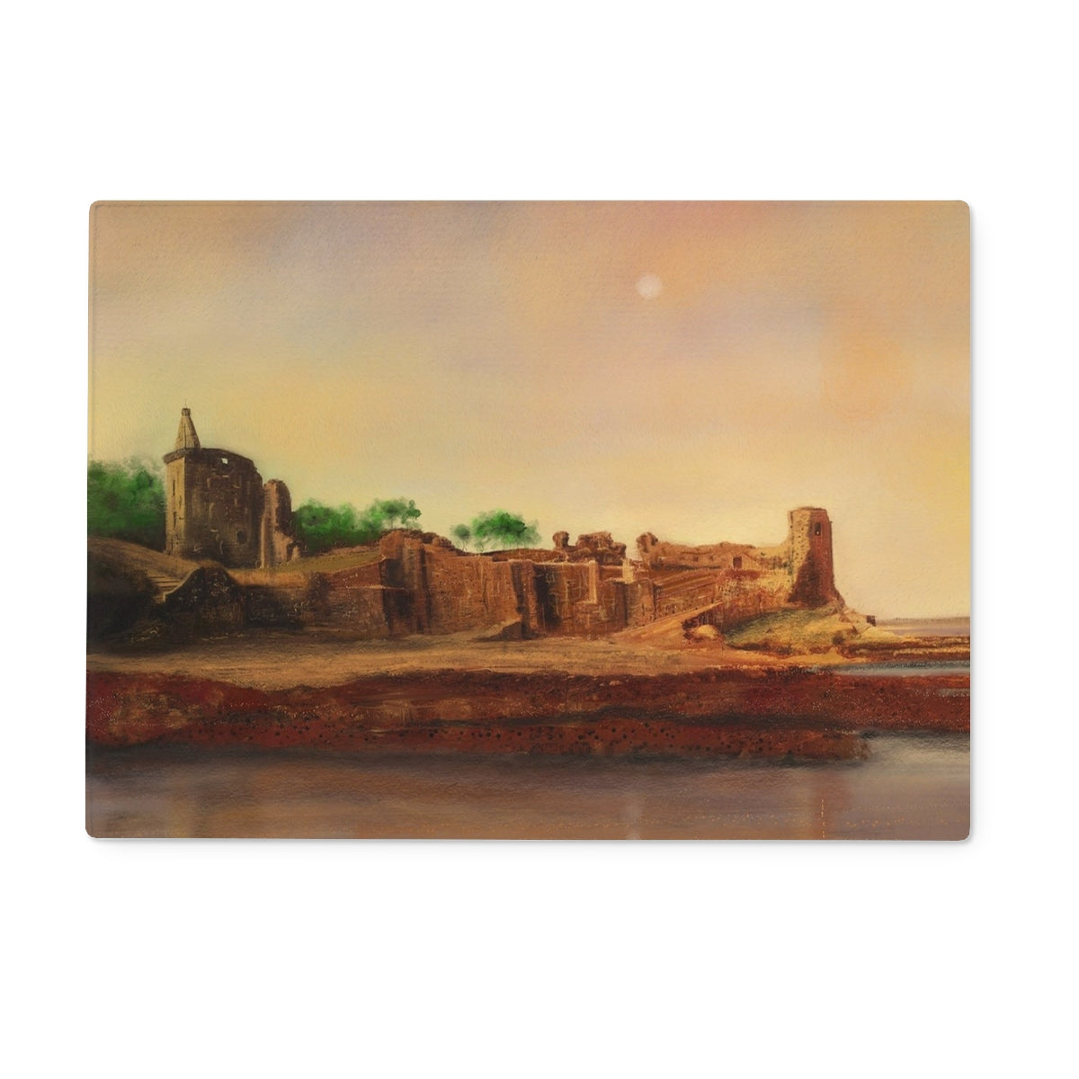 St Andrews Castle Art Gifts Glass Chopping Board