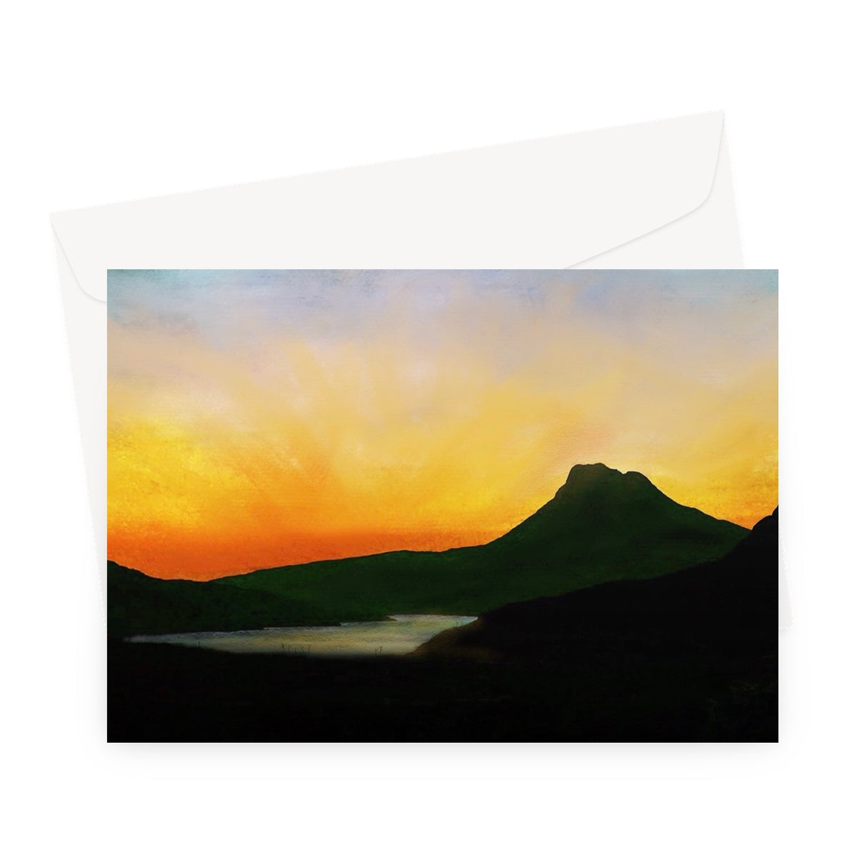 Stac Pollaidh Dusk Scottish Art Gifts Greeting Card