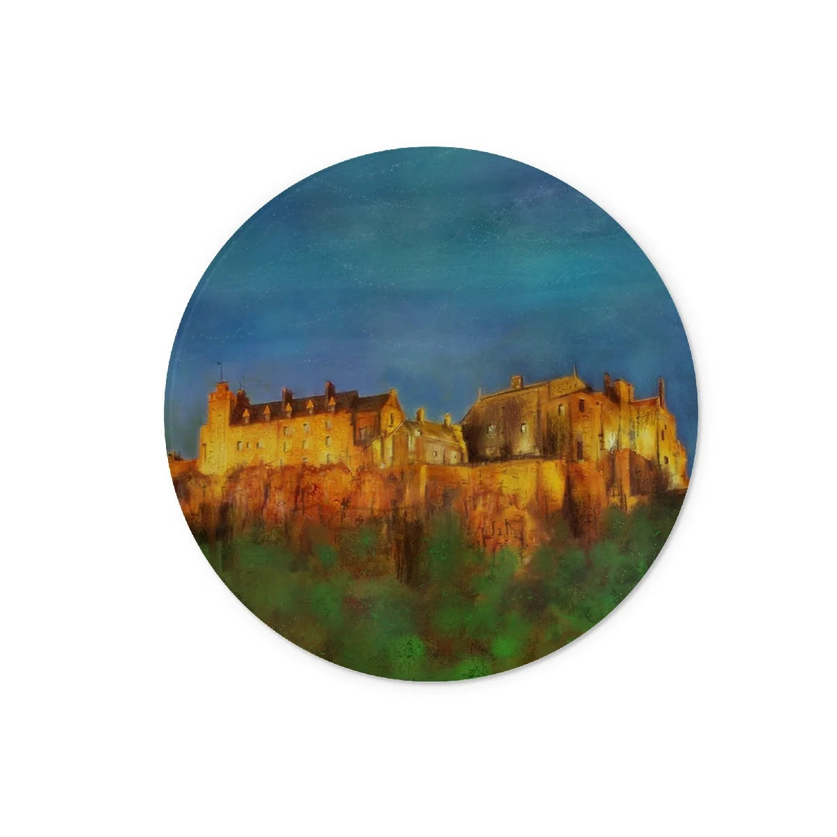 Stirling Castle Glass Chopping Board - Historic & Iconic Art Gallery Scotland Worldwide Shipping Circular Painting Castle Scottish Castles