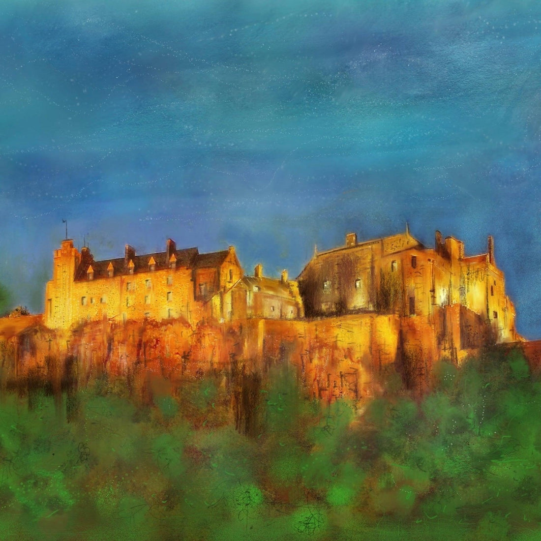Stirling Castle Sunset Wooden Art Block Scotland