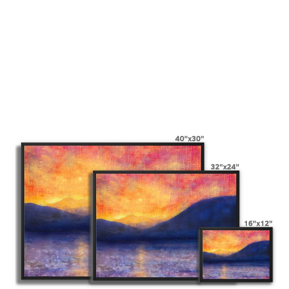 Sunset Approaching Mull Painting | Framed Canvas From Scotland-Floating Framed Canvas Prints-Hebridean Islands Art Gallery-Paintings, Prints, Homeware, Art Gifts From Scotland By Scottish Artist Kevin Hunter