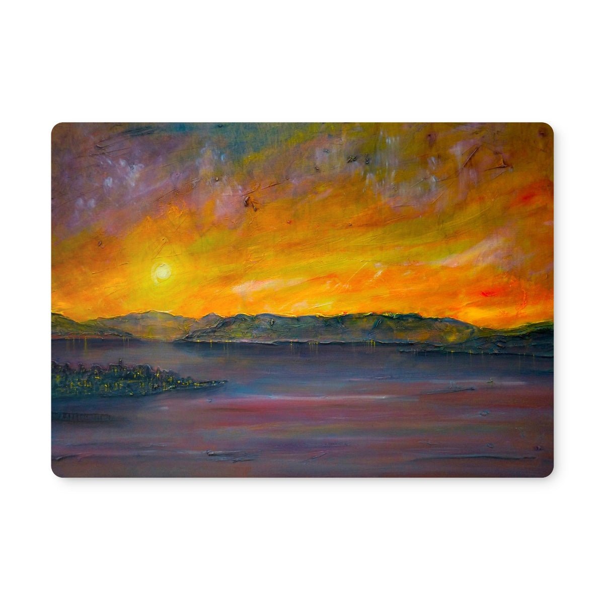 Sunset Over Gourock Art Gifts Placemat-Placemats-River Clyde Art Gallery-4 Placemats-Paintings, Prints, Homeware, Art Gifts From Scotland By Scottish Artist Kevin Hunter