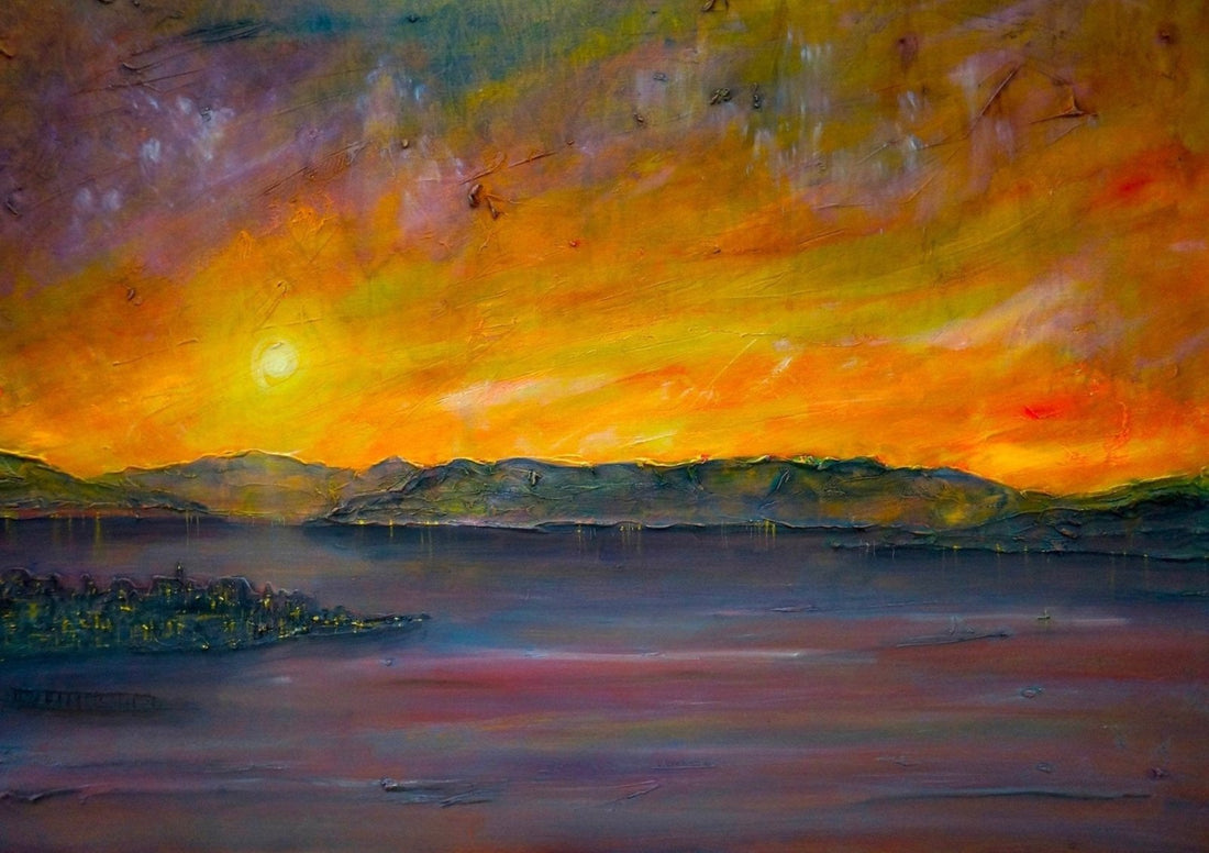 Sunset Over Gourock Painting Fine Art Prints | An Artwork from Scotland by Scottish Artist Hunter