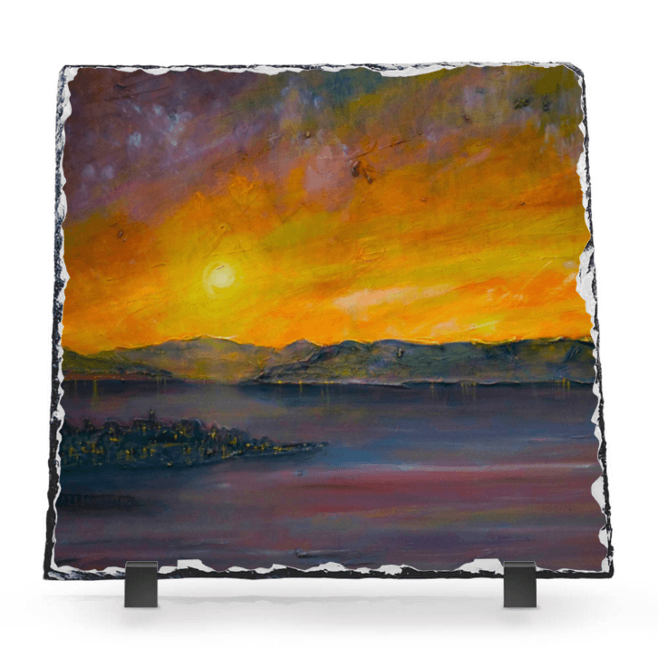 Sunset Over Gourock Slate Art Scotland