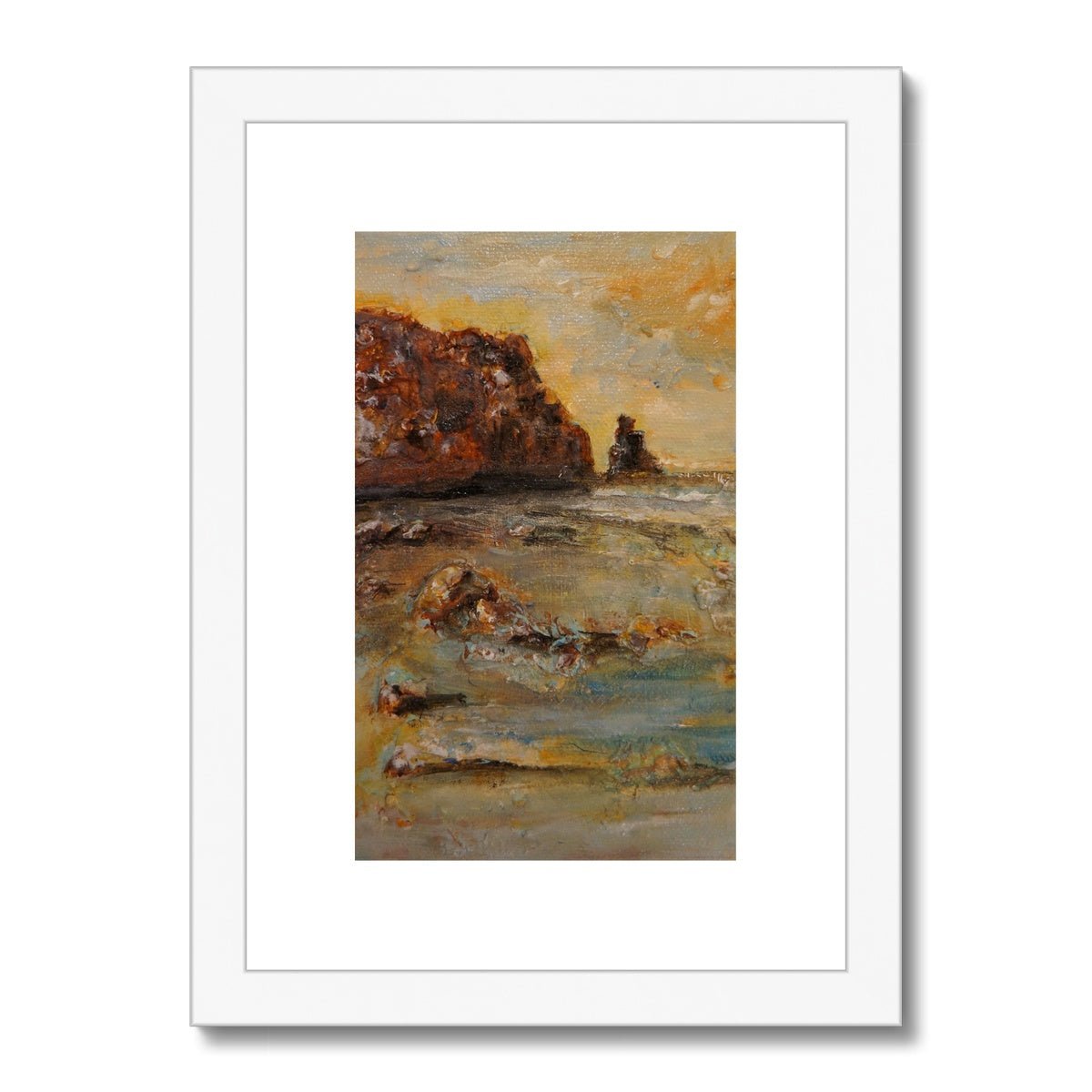 Talisker Bay Skye Painting | Framed & Mounted Prints From Scotland-Framed & Mounted Prints-Skye Art Gallery-A4 Portrait-White Frame-Paintings, Prints, Homeware, Art Gifts From Scotland By Scottish Artist Kevin Hunter