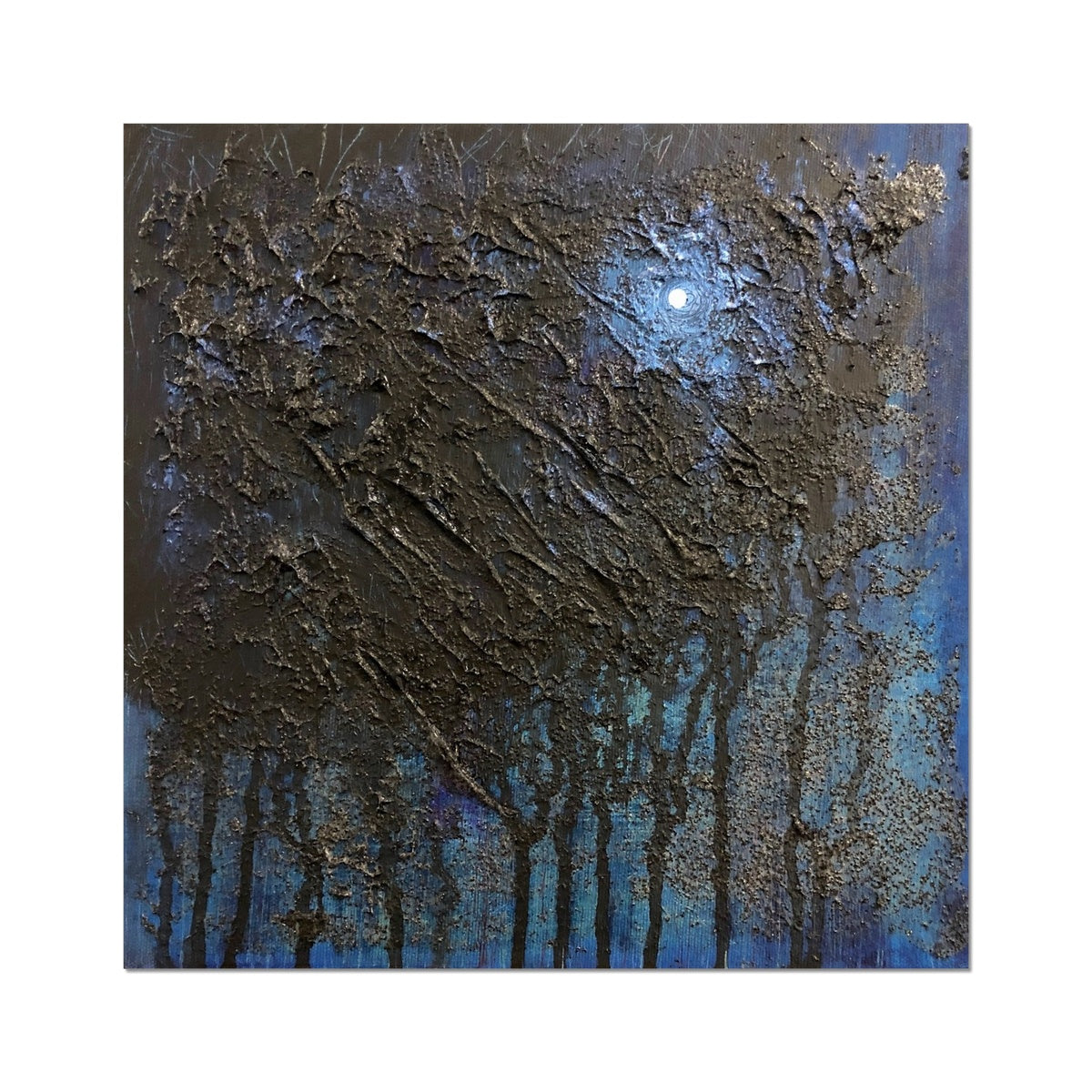 The Blue Moon Wood Abstract Painting | Fine Art Prints From Scotland