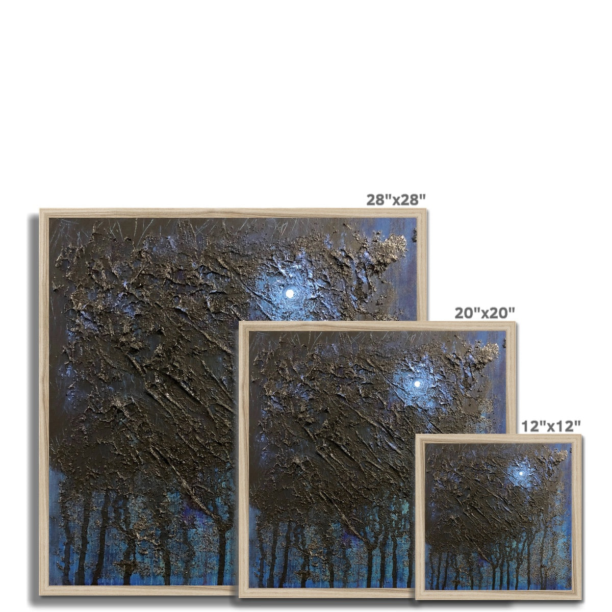 The Blue Moon Wood Abstract Painting | Framed Prints From Scotland